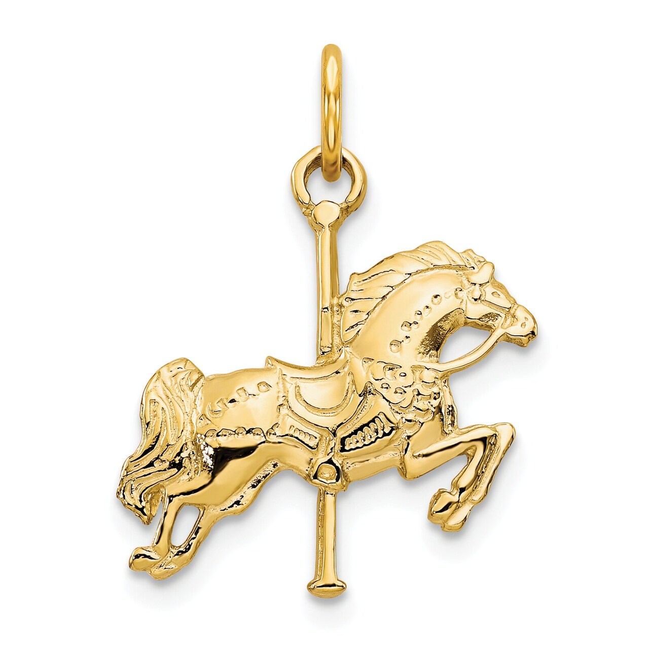 10K Yellow Gold Carousel Horse Charm Polished Jewelry 25mm x 16mm